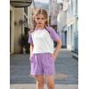 Arshiner Girls 2 Piece Outfits Summer Clothes Fashion Short Sleeve Pullover Tops and Shorts with Pockets Kids Clothing Set(Light Purple)