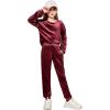 Arshiner Girls 2 Piece Outfit Sweatsuits Set Kids Velour Sweatshirts & Sweatpants Tracksuits Set for Girls(Red)