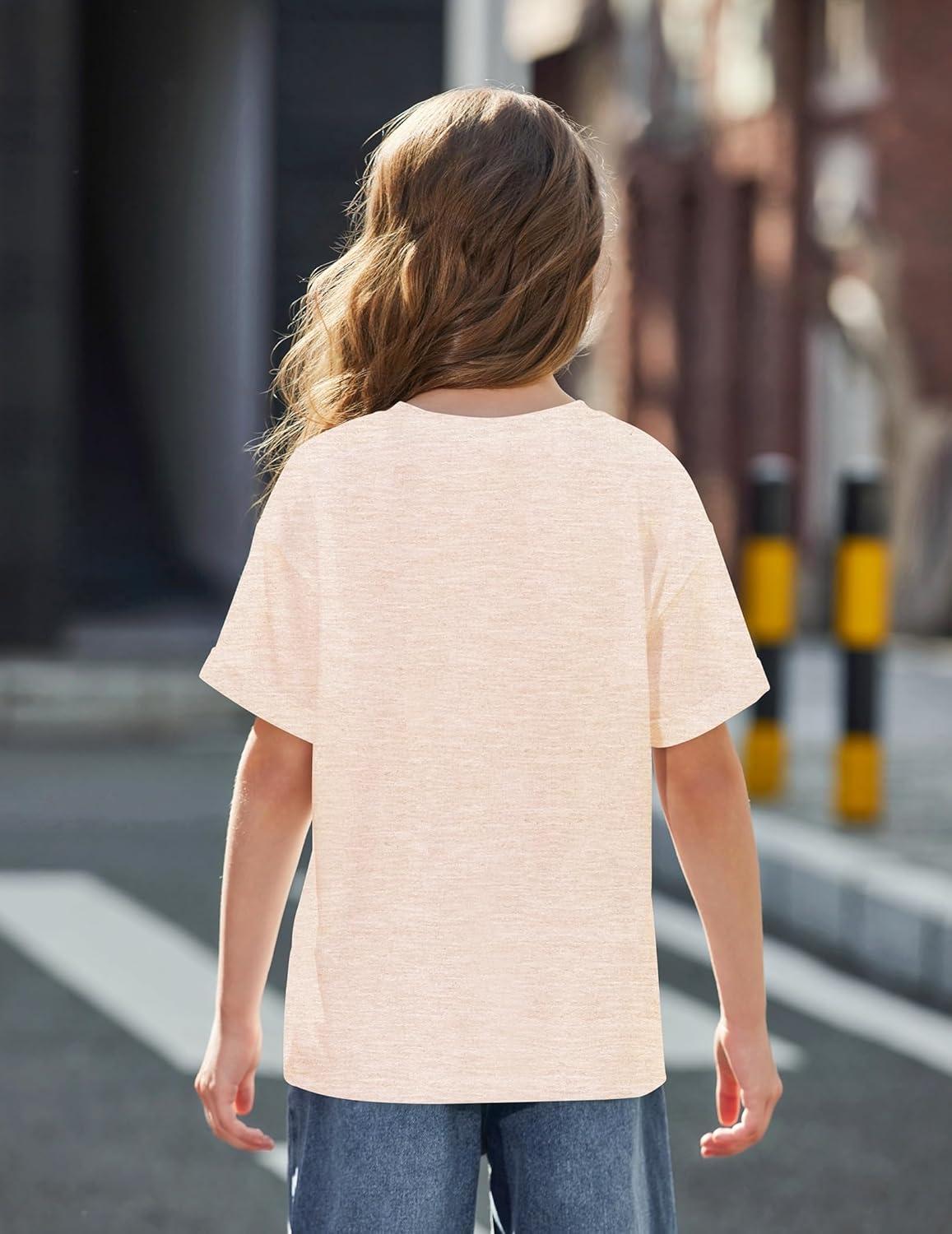 image:imageArshiner Girls Oversized T Shirts with Pocket Short Sleeve Basic Crewneck Summer Casual Loose Tops Clothes 514 YearsChampagne