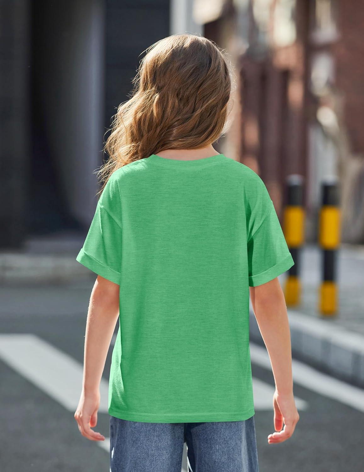 image:imageArshiner Girls Oversized T Shirts with Pocket Short Sleeve Basic Crewneck Summer Casual Loose Tops Clothes 514 YearsGreen