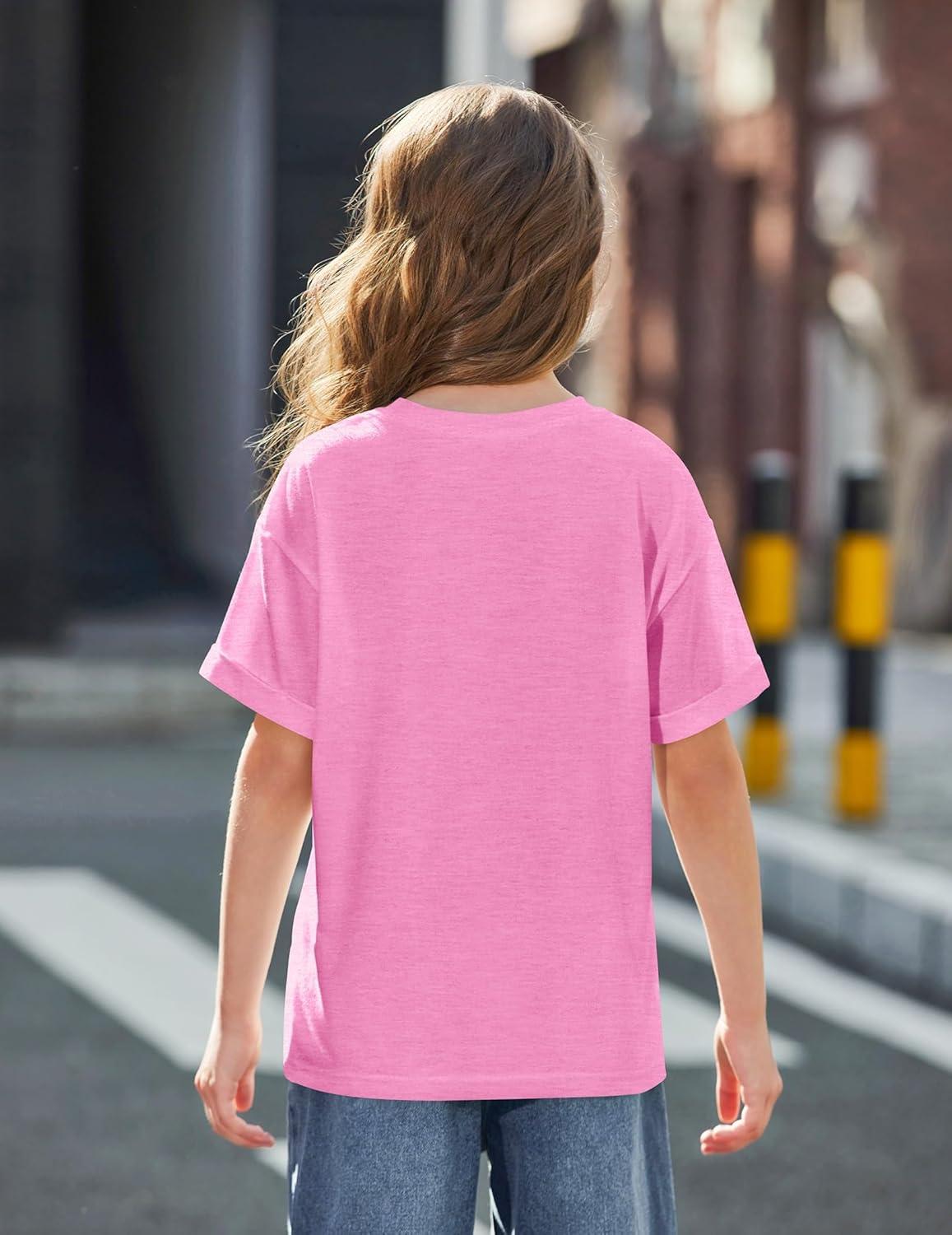image:imageArshiner Girls Oversized T Shirts with Pocket Short Sleeve Basic Crewneck Summer Casual Loose Tops Clothes 514 YearsPeach Pink