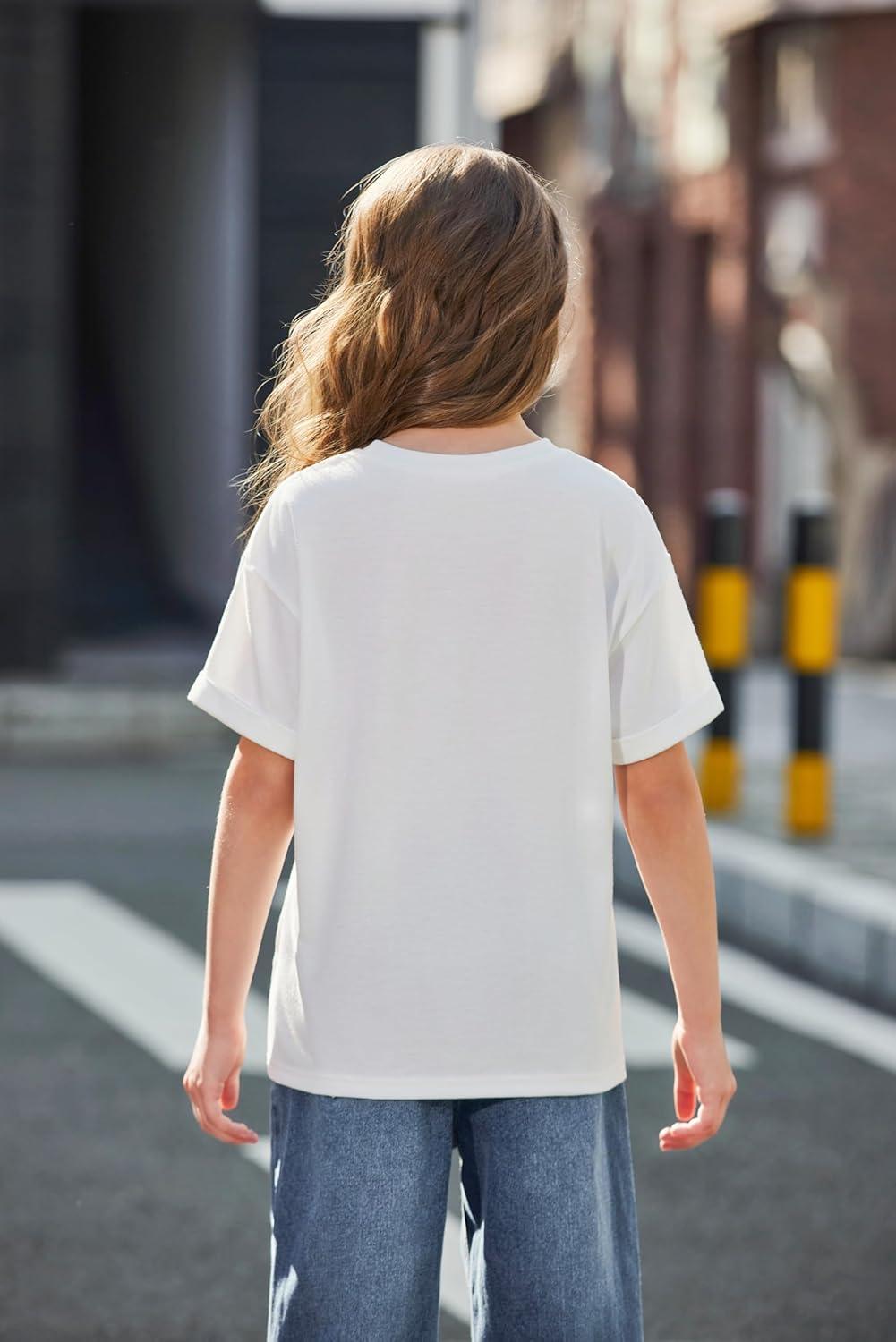 image:imageArshiner Girls Oversized T Shirts with Pocket Short Sleeve Basic Crewneck Summer Casual Loose Tops Clothes 514 YearsWhite