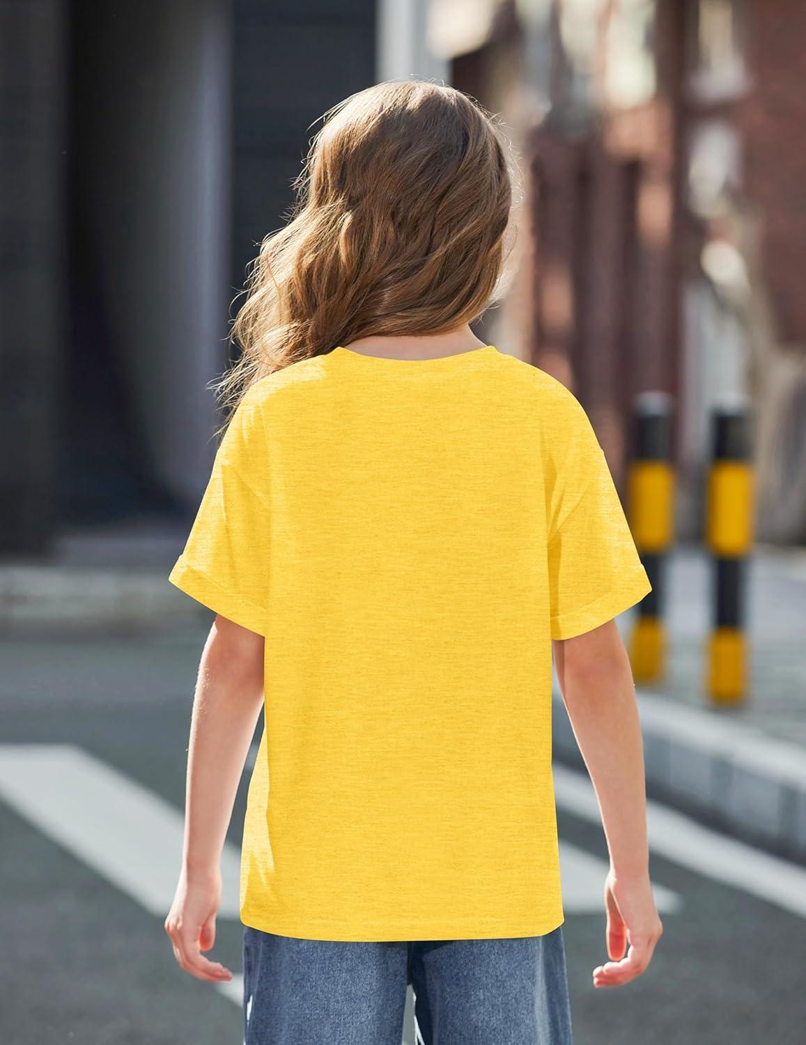 image:imageArshiner Girls Oversized T Shirts with Pocket Short Sleeve Basic Crewneck Summer Casual Loose Tops Clothes 514 YearsYellow