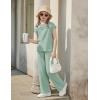 Arshiner Girls 2 Piece Outfits Summer Clothes Short Sleeve Crewneck Tops Wide Leg Pants Trendy Clothing Sets(Light Green)
