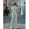 Arshiner Girls 2 Piece Outfits Summer Clothes Short Sleeve Crewneck Tops Wide Leg Pants Trendy Clothing Sets(Light Green)
