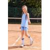 Arshiner Girls 2 Piece Outfits Summer Clothes Sleeveless Pullover Open Back Tank Tops and Biker Shorts Kids Athletic Sets(Light Blue)