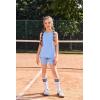 Arshiner Girls 2 Piece Outfits Summer Clothes Sleeveless Pullover Open Back Tank Tops and Biker Shorts Kids Athletic Sets(Light Blue)