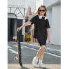 Arshiner Girls Oversized T Shirts with Pocket Short Sleeve Basic Crewneck Summer Casual Loose Tops Clothes 5-14 Years(Black)