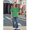 Arshiner Girls Oversized T Shirts with Pocket Short Sleeve Basic Crewneck Summer Casual Loose Tops Clothes 5-14 Years(Green)