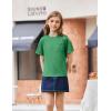 Arshiner Girls Oversized T Shirts with Pocket Short Sleeve Basic Crewneck Summer Casual Loose Tops Clothes 5-14 Years(Green)