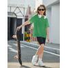 Arshiner Girls Oversized T Shirts with Pocket Short Sleeve Basic Crewneck Summer Casual Loose Tops Clothes 5-14 Years(Green)