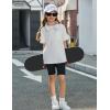 Arshiner Girls Oversized T Shirts with Pocket Short Sleeve Basic Crewneck Summer Casual Loose Tops Clothes 5-14 Years(White)
