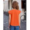 Arshiner Girls Shirts Short Sleeve Square Neck Summer Lace Openwork Pleated Tops Blouse Tunic(Orange)