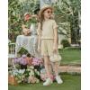 Arshiner Girls Shorts Set 2‑Piece Ribbed Knit Summer Outfit Short Sleeve Top & Elastic Waist Shorts Casual Playwear(Khaki)