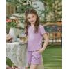 Arshiner Girls Shorts Set 2‑Piece Ribbed Knit Summer Outfit Short Sleeve Top & Elastic Waist Shorts Casual Playwear(Light Purple)