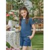 Arshiner Girls Shorts Set 2‑Piece Ribbed Knit Summer Outfit Short Sleeve Top & Elastic Waist Shorts Casual Playwear(Navy Blue)