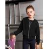 Arshiner Girls Zip Up Hoodies Cropped Full-Zip Hoodie Kids Casual Sweatshirt Spring Fall Jackets with Pockets(Black)