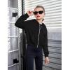 Arshiner Girls Zip Up Hoodies Cropped Full-Zip Hoodie Kids Casual Sweatshirt Spring Fall Jackets with Pockets(Black)