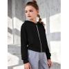 Arshiner Girls Zip Up Hoodies Cropped Full-Zip Hoodie Kids Casual Sweatshirt Spring Fall Jackets with Pockets(Black)