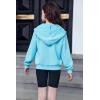 Arshiner Girls Zip Up Hoodies Cropped Full-Zip Hoodie Kids Casual Sweatshirt Spring Fall Jackets with Pockets(Blue)