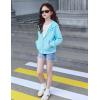 Arshiner Girls Zip Up Hoodies Cropped Full-Zip Hoodie Kids Casual Sweatshirt Spring Fall Jackets with Pockets(Blue)