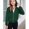 Arshiner Girls Zip Up Hoodies Cropped Full-Zip Hoodie Kids Casual Sweatshirt Spring Fall Jackets with Pockets(Bright Green)