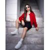 Arshiner Girls Zip Up Hoodies Cropped Full-Zip Hoodie Kids Casual Sweatshirt Spring Fall Jackets with Pockets(Deep Red)