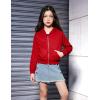 Arshiner Girls Zip Up Hoodies Cropped Full-Zip Hoodie Kids Casual Sweatshirt Spring Fall Jackets with Pockets(Deep Red)