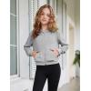 Arshiner Girls Zip Up Hoodies Cropped Full-Zip Hoodie Kids Casual Sweatshirt Spring Fall Jackets with Pockets(Light Grey)