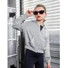 Arshiner Girls Zip Up Hoodies Cropped Full-Zip Hoodie Kids Casual Sweatshirt Spring Fall Jackets with Pockets(Light Grey)