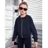 Arshiner Girls Zip Up Hoodies Cropped Full-Zip Hoodie Kids Casual Sweatshirt Spring Fall Jackets with Pockets(Navy Blue)