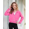 Arshiner Girls Zip Up Hoodies Cropped Full-Zip Hoodie Kids Casual Sweatshirt Spring Fall Jackets with Pockets(Peach Pink)