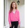 Arshiner Girls Zip Up Hoodies Cropped Full-Zip Hoodie Kids Casual Sweatshirt Spring Fall Jackets with Pockets(Peach Pink)