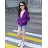 Arshiner Girls Zip Up Hoodies Cropped Full-Zip Hoodie Kids Casual Sweatshirt Spring Fall Jackets with Pockets(Purple)
