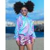 Arshiner Girls Zip Up Hoodies Cropped Full-Zip Hoodie Kids Casual Sweatshirt Spring Fall Jackets with Pockets(Purple&blue)