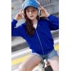 Arshiner Girls Zip Up Hoodies Cropped Full-Zip Hoodie Kids Casual Sweatshirt Spring Fall Jackets with Pockets(Royal Blue)