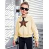 Arshiner Girls Zip Up Hoodies Cropped Full-Zip Hoodie Kids Casual Sweatshirt Spring Fall Jackets with Pockets(Star&khaki)