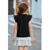 Arshiner Shirts for Girls with Mesh Flying Short Sleeve Crewneck Casual Summer Kids T Shirt Blouse Tops Tee(Black)