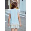 Arshiner Shirts for Girls with Mesh Flying Short Sleeve Crewneck Casual Summer Kids T Shirt Blouse Tops Tee(Blue)