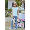 Arshiner Shirts for Girls with Mesh Flying Short Sleeve Crewneck Casual Summer Kids T Shirt Blouse Tops Tee(Blue)