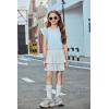 Arshiner Shirts for Girls with Mesh Flying Short Sleeve Crewneck Casual Summer Kids T Shirt Blouse Tops Tee(Blue)