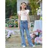 Arshiner Shirts for Girls with Mesh Flying Short Sleeve Crewneck Casual Summer Kids T Shirt Blouse Tops Tee(Flowers)