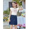 Arshiner Shirts for Girls with Mesh Flying Short Sleeve Crewneck Casual Summer Kids T Shirt Blouse Tops Tee(Flowers)