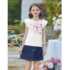 Arshiner Shirts for Girls with Mesh Flying Short Sleeve Crewneck Casual Summer Kids T Shirt Blouse Tops Tee(Flowers)