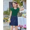 Arshiner Shirts for Girls with Mesh Flying Short Sleeve Crewneck Casual Summer Kids T Shirt Blouse Tops Tee(Green)