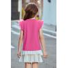 Arshiner Shirts for Girls with Mesh Flying Short Sleeve Crewneck Casual Summer Kids T Shirt Blouse Tops Tee(Hot Pink)