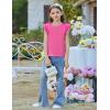 Arshiner Shirts for Girls with Mesh Flying Short Sleeve Crewneck Casual Summer Kids T Shirt Blouse Tops Tee(Hot Pink)