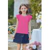 Arshiner Shirts for Girls with Mesh Flying Short Sleeve Crewneck Casual Summer Kids T Shirt Blouse Tops Tee(Hot Pink)