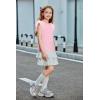 Arshiner Shirts for Girls with Mesh Flying Short Sleeve Crewneck Casual Summer Kids T Shirt Blouse Tops Tee(Pink)
