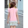 Arshiner Shirts for Girls with Mesh Flying Short Sleeve Crewneck Casual Summer Kids T Shirt Blouse Tops Tee(Pink)